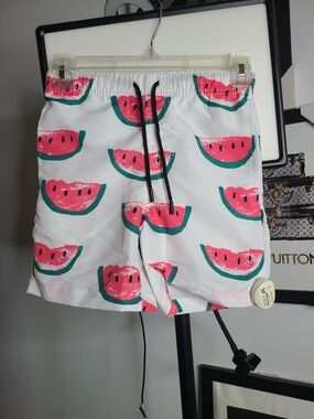 White Watermelon Print Swim Shorts
